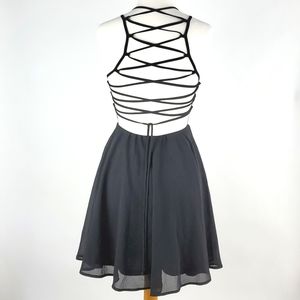 Lulu's Good Deeds Black Lace Up Dress Size XS